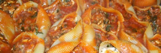 Conchas de pasta rellenas de pavo Conchas de pasta rellenas de pavo