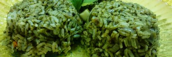 green rice spinach