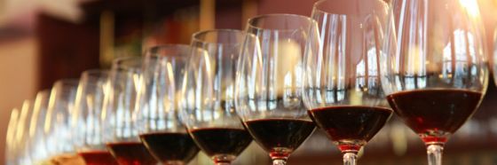 wine glasses in a row