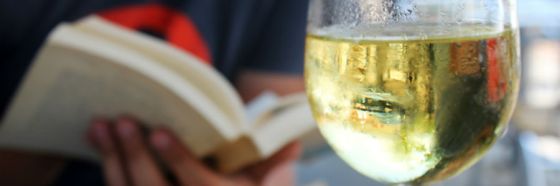 white wine man reading
