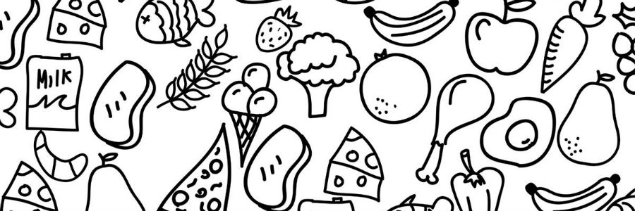 food drwaing new year resolution black white